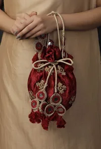 Crimson Red Potli Bag image 6
