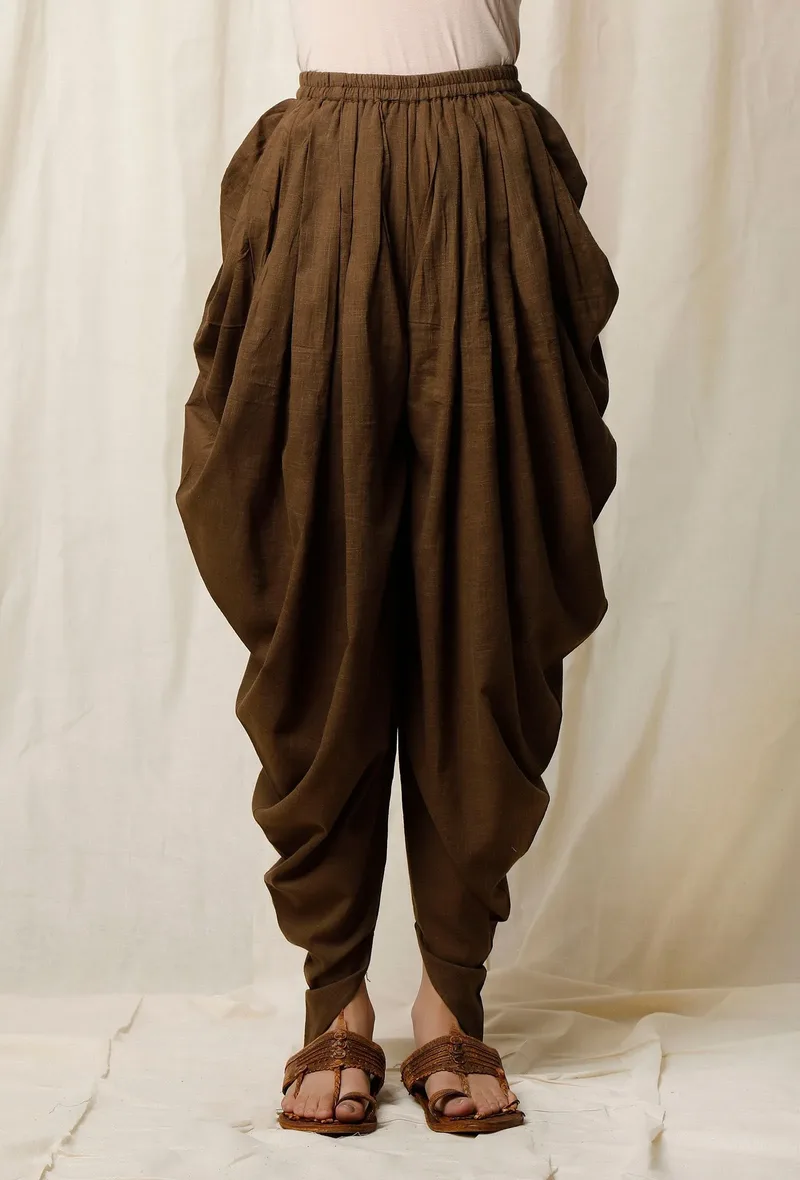 Mehendi Cotton Slub Dhoti Pants