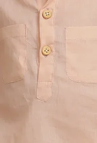 Set Of 2: Peach Mul Mul Short Kurta With Short image 4