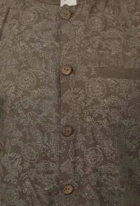 Block Printed Brown Nehru Jacket image 5