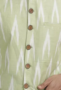 Sea Green Ikat Nehru Jacket image 5