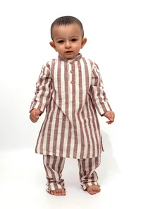 Set of 2 - Noddy Dusky Red Stripes Kurta Pajama image 1