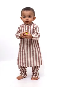 Set of 2 - Noddy Dusky Red Stripes Kurta Pajama image 2