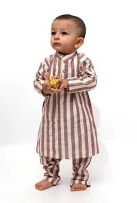 Set of 2 - Noddy Dusky Red Stripes Kurta Pajama image 3