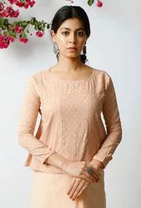The Serene Peach Cotton Blouse image 1
