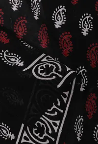Set of 2: Black Bagru Cotton Saree with Blouse image 4