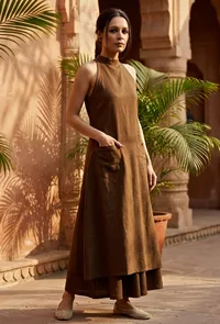 Mehendi Halter Neck Cotton Slub Kurta image 2
