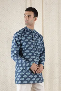 Nabhas Cotton Indigo Short Kurta image 3