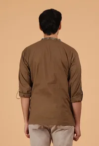 Peanut Brown Ajrakh Handcrafted Cotton Shirt image 4