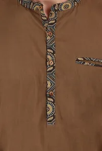 Peanut Brown Ajrakh Handcrafted Cotton Shirt image 5