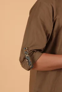 Peanut Brown Ajrakh Handcrafted Cotton Shirt image 6