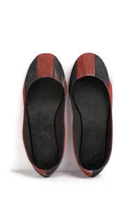 Red and Black Ikat Cruelty Free Leather Flat Ballerinas image 2