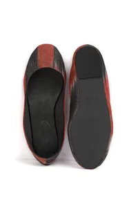 Red and Black Ikat Cruelty Free Leather Flat Ballerinas image 3
