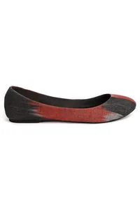 Red and Black Ikat Cruelty Free Leather Flat Ballerinas image 4