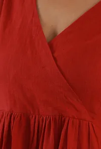 Rust Cotton Wrap Style Kurta image 5