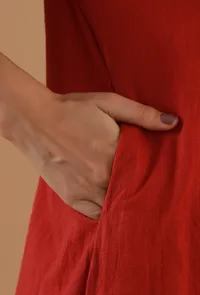 Rust Cotton Wrap Style Kurta image 6