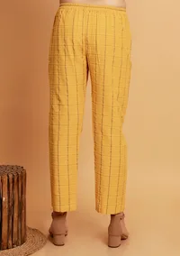 Yellow Checks Straight Woven Pants image 4