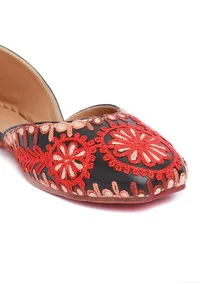 Scarlet Red Floral Tili Aari Embroidery Jutti image 6