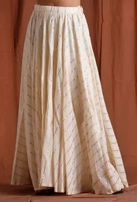 Off White and Golden Umbrella Cut Skirt image 1