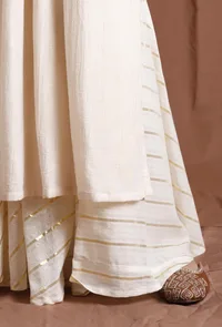 Off White and Golden Umbrella Cut Skirt image 3