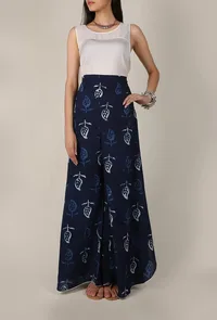 Indigo Bagru Leaf Print Palazzo image 1