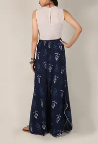 Indigo Bagru Leaf Print Palazzo image 3