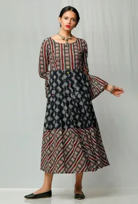 Black and Red Handblock Printed Cotton Dress image 2
