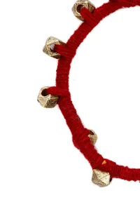 Set of 2: Red Embellishments German Silver Thread Anklet image 3