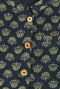 Aruj Indigo Blue Ajrakh Print Cotton Nehru Jacket image 4