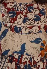 Set Of 2: Saira Maroon & Beige Cream Kalamkari Cotton Anarkali Kurta & Churidar image 4