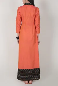 Orange Angrakha Ikat Maxi Dress image 3