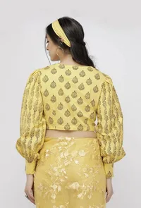 Yellow Cotton  Hand-Block Printed Blouse image 4