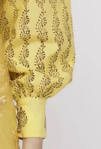 Yellow Cotton  Hand-Block Printed Blouse image 6