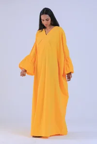 Yellow Cotton Kaftan-Free Size image 2