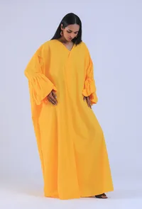 Yellow Cotton Kaftan-Free Size image 3