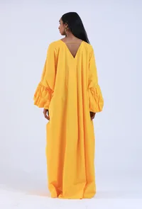 Yellow Cotton Kaftan-Free Size image 4