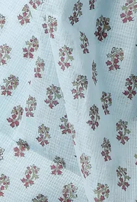 Set of 3: The Innocent Baby Blue Cotton Kurta with Matching Dupatta & Palazzo image 5