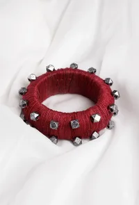 Scarlet Red Thread Wooden Bangles image 1