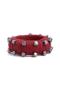 Scarlet Red Thread Wooden Bangles image 2