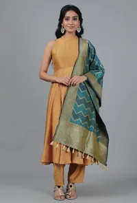 Cerulean & Sapphire Blue Bandhani Brocade Dupatta image 1