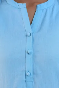 Set Of 2: Blue Cotton Kurta & Pant Set image 6