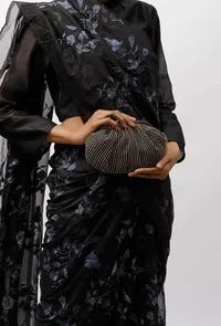 Saira Black Embellished Clutch Bag image 2
