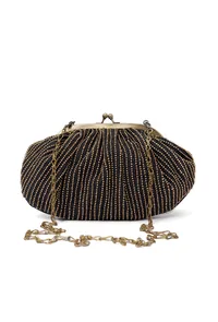 Saira Black Embellished Clutch Bag image 3