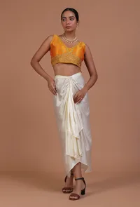 Yellow Color Raw Silk Embroidered Blouse image 2
