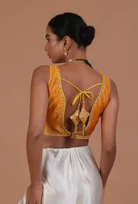 Yellow Color Raw Silk Embroidered Blouse image 4