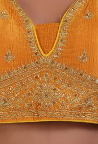 Yellow Color Raw Silk Embroidered Blouse image 5