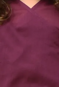 Set Of 2: Purple Wrap Around Mul Mul Kurta With Pants image 4