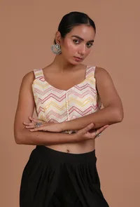 Off White Color Cotton Sitara work Blouse image 1