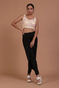 Off White Color Cotton Sitara work Blouse image 2