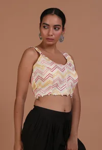 Off White Color Cotton Sitara work Blouse image 3